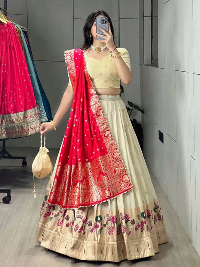 Exclusive Paithani Silk Lehenga Choli with Elegant Zari Weaving - Festive Party Wear for Women