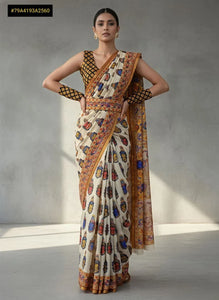Exclusive Printed Linen Saree - Festive Wear for Women