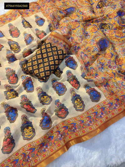 Exclusive Printed Linen Saree - Festive Wear for Women