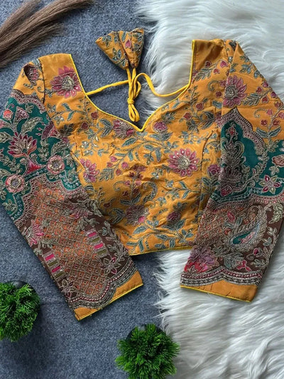 Exclusive Pure Crepe Wedding Blouse - Heavy Chinon Print with Padded Comfort