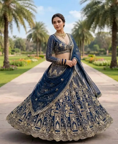 Exclusive Rama Green Net Lehenga Choli - Heavy Coding Sequins & 4M Flare for Festive Wear