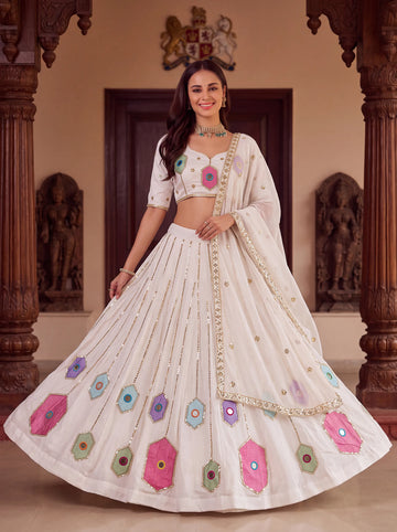 Exclusive Rayon Lehenga Choli with Hand Mirror Work and 6-Meter Flair - Festive Garba & Navratri Special for Women