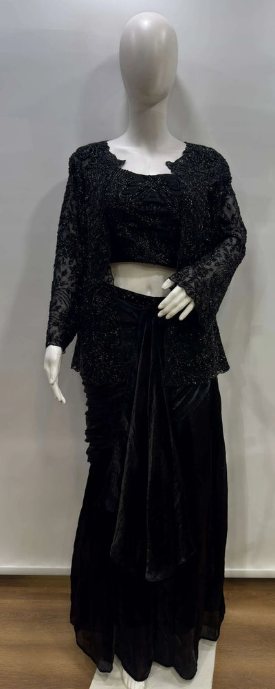 Exclusive Ready to Wear Saree with Heavy Beadwork Jacket - Elegant Festive Wear