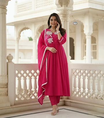 Exclusive Roman Silk Kurti Set - Handcrafted Festive Design