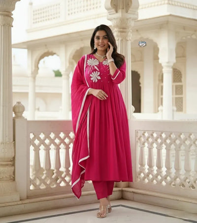 Exclusive Roman Silk Kurti Set - Handcrafted Festive Design