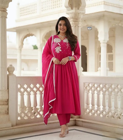 Exclusive Roman Silk Kurti Set - Handcrafted Festive Design