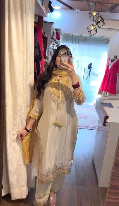 Exclusive Ronald Silk Suit - Heavy Embroidery Festive Wear for Women