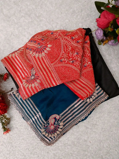 Exclusive Satin Silk Saree with Heavy Stitched Blouse | Elegant Festive Wear for Women