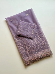 Exclusive Sequins Soft Net Saree with Beads Work for Festive Prep