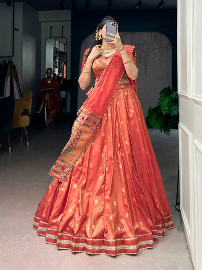 Exclusive Shimmer Lehenga Choli - Elegant Zari Weaving Festive Wear
