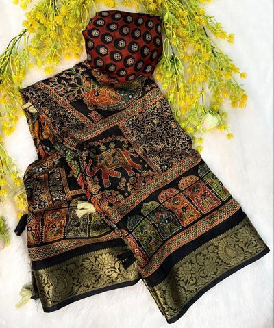Exclusive Soft Crepe Silk Saree - Traditional Jacquard Weaving with Mirror Work for Women