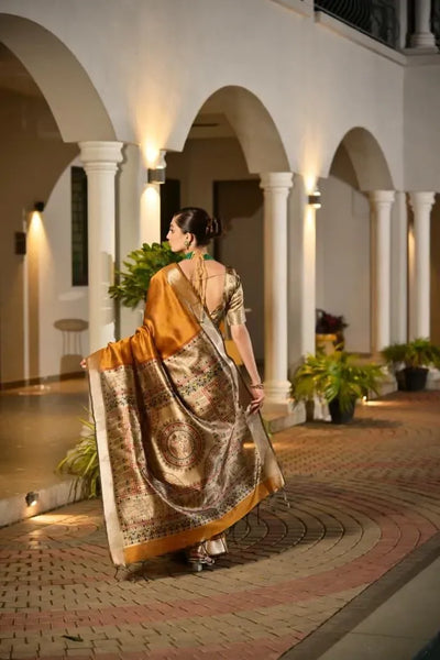 Exclusive Soft Khadi Raw Silk Saree - Hand Painted Pallu for Wedding