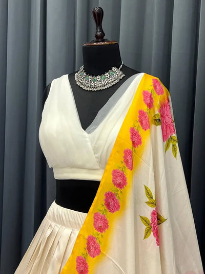 Exclusive Tapeta Silk Lehenga Choli - Festive Floral Print with Can-Can Flare for Women