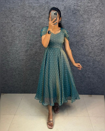 Exclusive Tissue Midi Gown - Elegant Jari Butti Festive Wear for Women