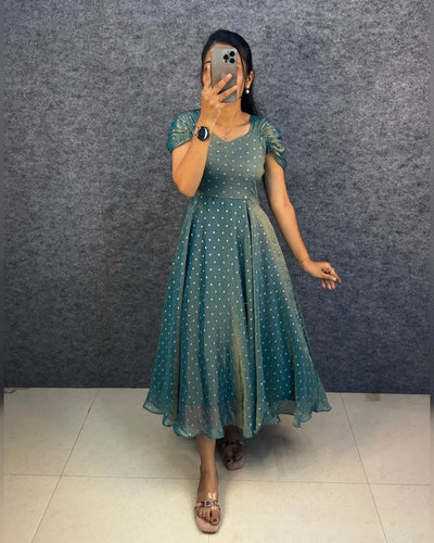 Exclusive Tissue Midi Gown - Elegant Jari Butti Festive Wear for Women