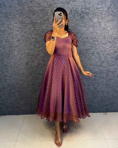 Exclusive Tissue Midi Gown - Elegant Jari Butti Festive Wear for Women