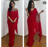 Exclusive Trending Faux Georgette Drape Saree - Hand Worked with Real Mirror & Pearls for Party Wear