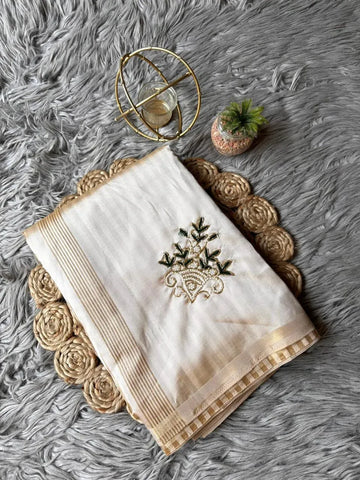 Exclusive Tussar Silk Saree - Handwork Buttas for Elegant Wear