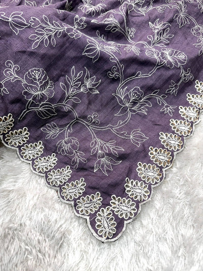 Exclusive Tusser Cotton Saree with Cutwork Embroidery for Women