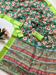 Exclusive Zari Satin Saree with Beautiful Digital Prints for Festive Wear Collection