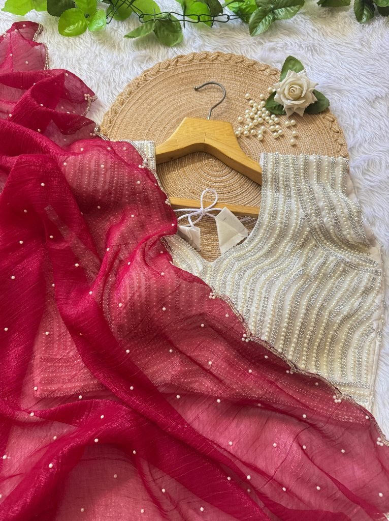 Excusive Candy Crush Silk Saree With Handwork