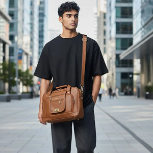 TRENDBUY Executive Laptop & Office Messenger Bag for Unisex | Professional Utility & Style | Durable PU Leather
