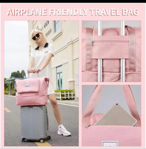 TRENDBUY Expandable Folding Tote Bag for Women | Versatile Travel & Gym Duffel