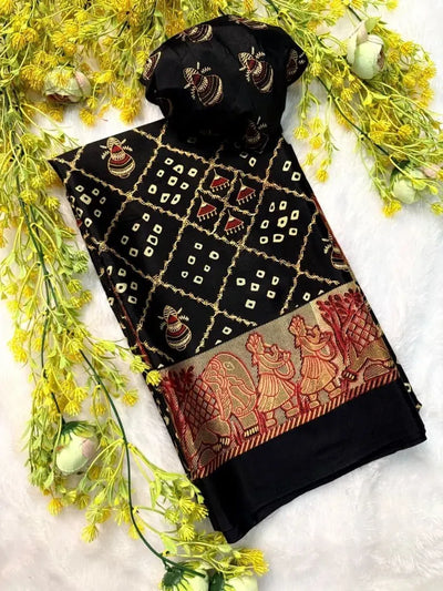 Exquisite Ajrakh Crepe Silk Saree - Traditional Festive Wear for Women