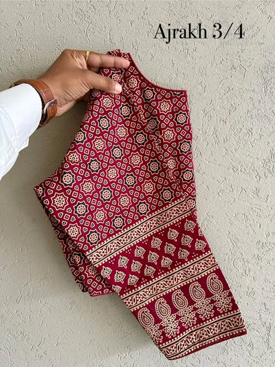 Exquisite Ajrakh Print Blouse - Traditional Boat Neck Festive Wear for Women