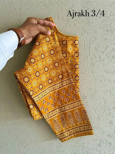 Exquisite Ajrakh Print Blouse - Traditional Boat Neck Festive Wear for Women