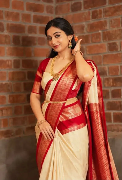 Exquisite Art Silk Saree - Traditional Jacquard Border Saree for Wedding & Festive Wear