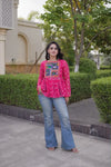 Exquisite Bandhani Print Top - Kutchi Gamthi Patchwork for Festive Wear