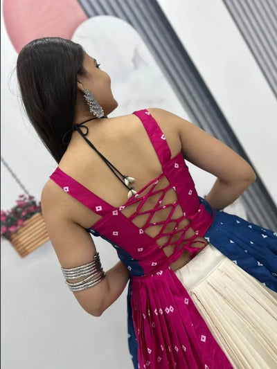 Exquisite Bandhej Print Lehenga - Traditional Gamathi Work Choli for Festive Wear