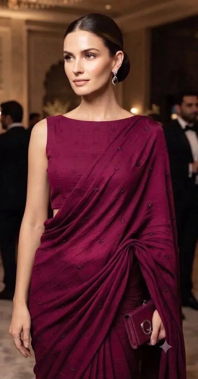Exquisite Crush Silk Saree - Designer Heavy Sequence Work for Wedding Season