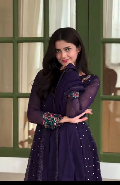 Exquisite Designer Anarkali Gown - Heavy Embroidery Party Wear for Women