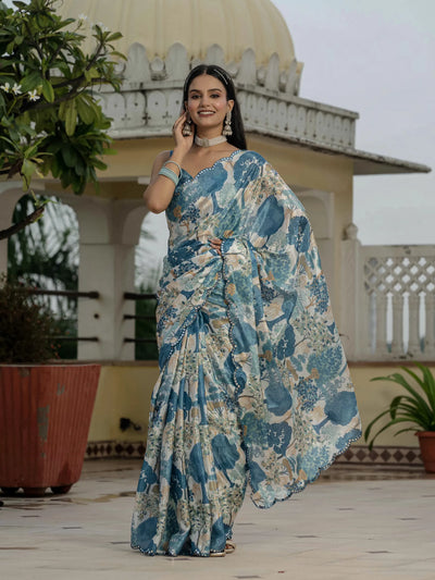 Exquisite Designer Chinnon Saree - Ready to Wear Collection for Wedding Season