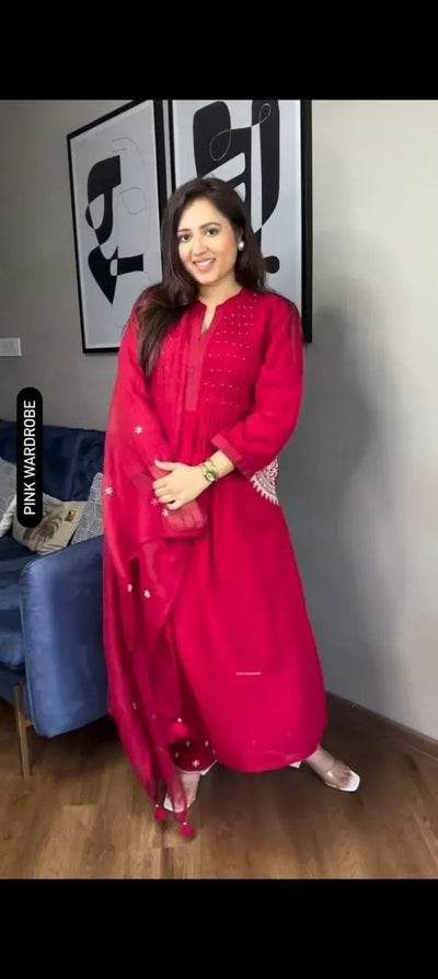 Exquisite Designer Cotton Suit Set - Handcrafted Festive Wear for Women
