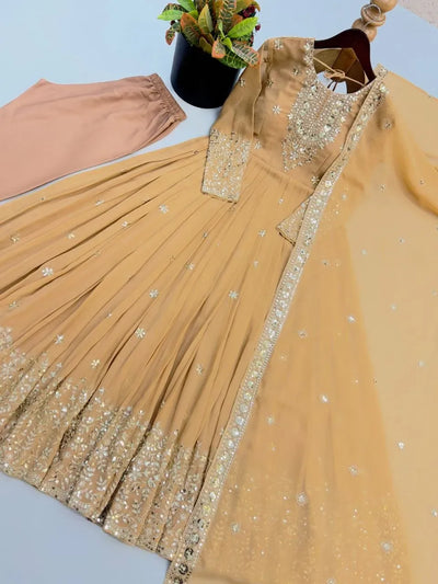 Exquisite Designer Georgette Gown - Heavy Embroidery for Wedding Season