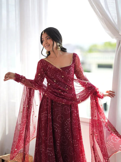 Exquisite Designer Georgette Suit - Festive Wear Gown with Dupatta