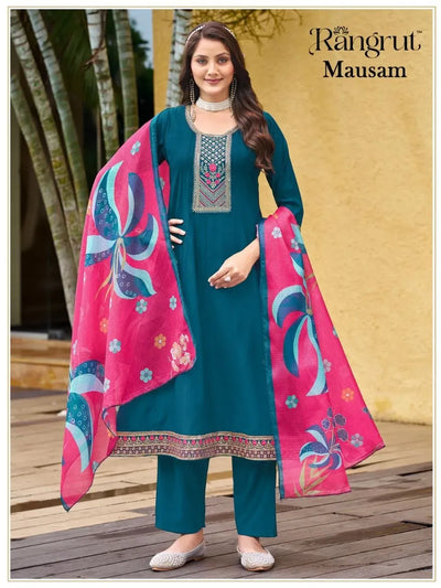 Exquisite Designer Gown - Heavy Embroidery with Kota Checks Dupatta for Wedding Season