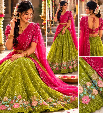 Exquisite Designer Half Saree Lehenga - Heavy Sequence Embroidery for Wedding Season