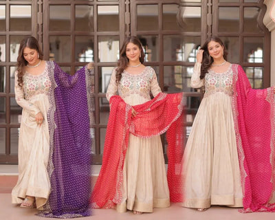 Exquisite Designer Jacquard Gown - Festive Wear for Women