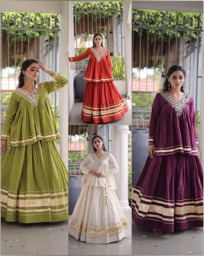 Exquisite Designer Kora Cotton Lehenga Set - Festive Wear for Women
