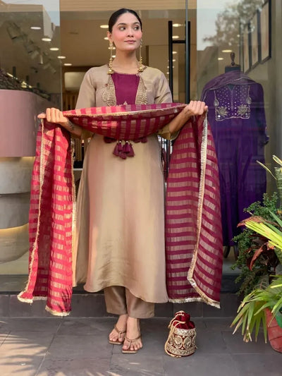 Exquisite Designer Kurti Set - Festive Glass Malai Kurti Pant with Dupatta