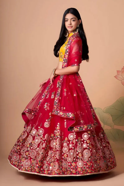 Exquisite Designer Lehenga Choli - Heavy Mirror Work for Wedding Season