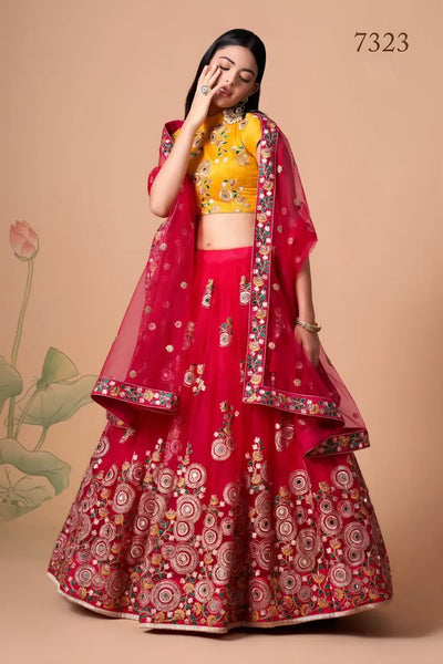 Exquisite Designer Lehenga Choli - Heavy Mirror Work for Wedding Season