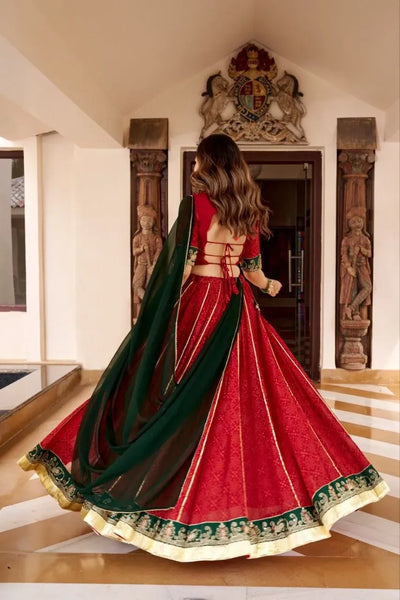 Exquisite Designer Lehenga - Heavy Bandhej Foil Print with Gota Patti Lace for Women
