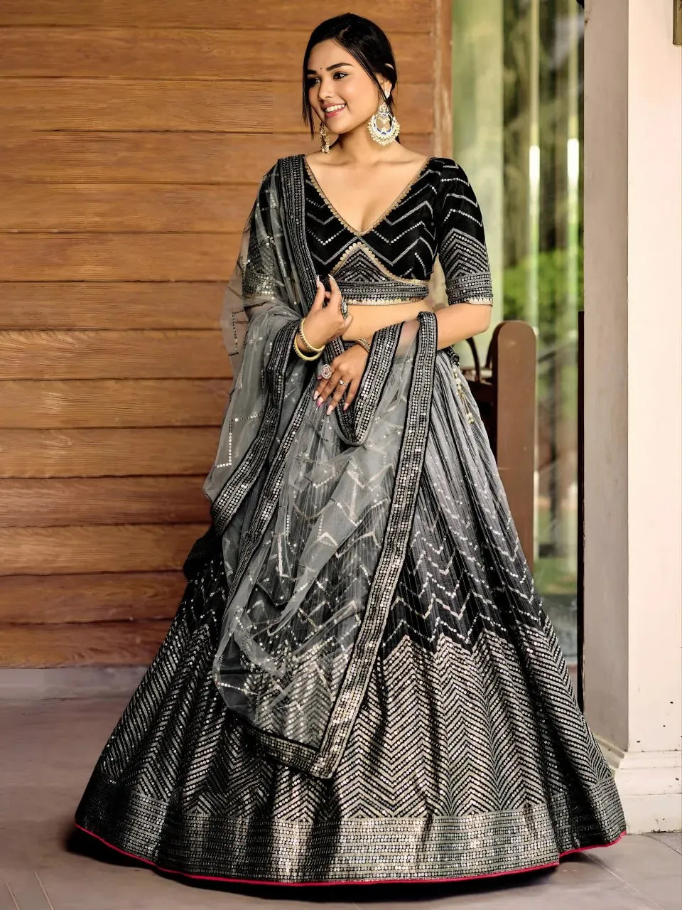Exquisite Designer Lehenga - Heavy Sequin Embroidery for Wedding Season in Black