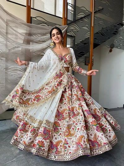Exquisite Designer Lehenga - Heavy Sequin & Foil Mirror Work for Festive Wear