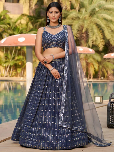 Exquisite Designer Lehenga - Heavy Sequin & Foil Mirror Work for Wedding Season